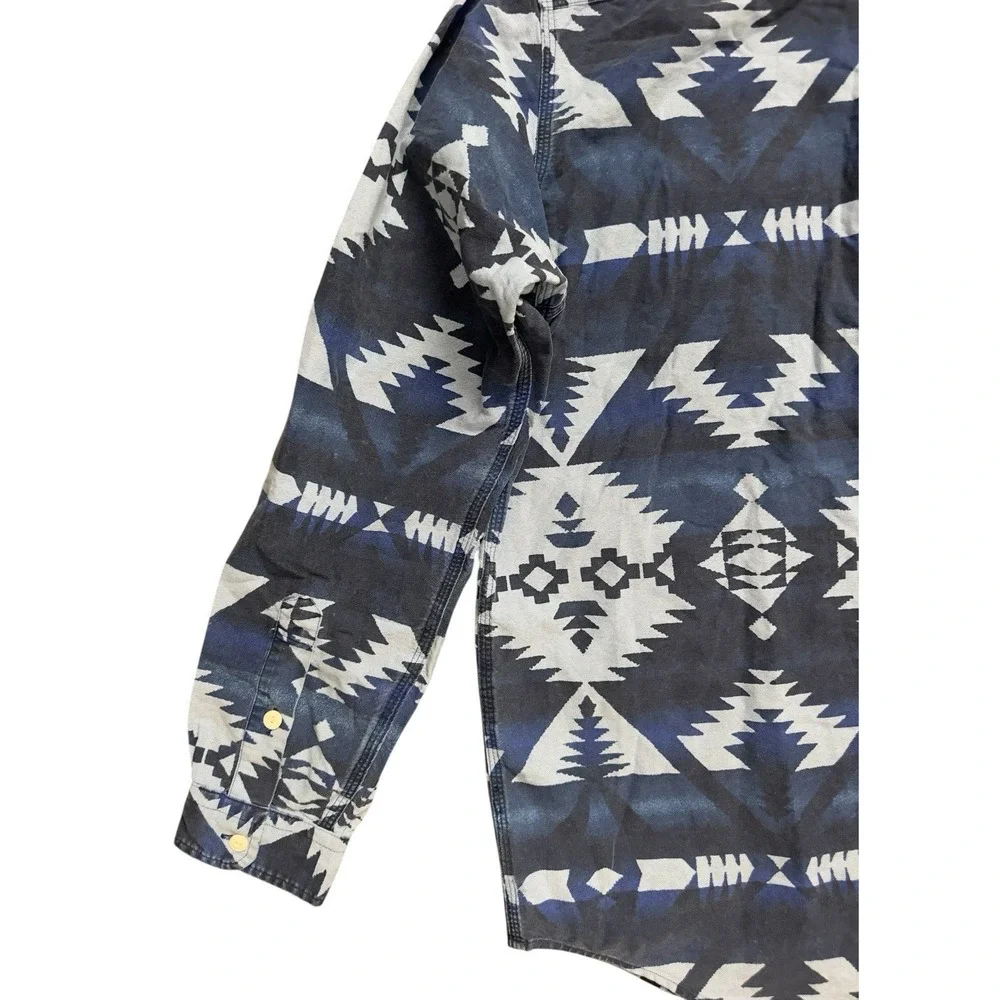 Polo Ralph Lauren Classic Fit Southwestern Aztec Tribal Button Blue‎ Shirt Sz L